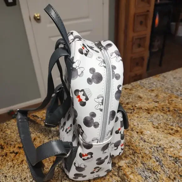 Loungefly Disney Mickey Minnie Mouse Cupcake Black & White Mini Backpack - Picture 6 of 13